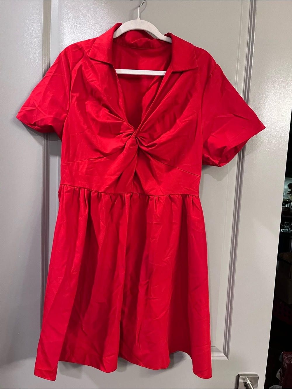 SHEIN Red Twist-Front Mini Dress